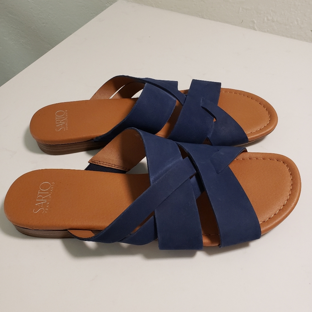 Franco Sarto strappy navy blue sandals